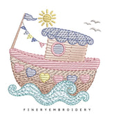 Charming Sailboat Embroidery Design - 7 Sizes | FineryEmbroidery - FineryEmbroidery